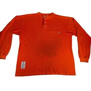 Tyndale FR Henley Shirt Mens XL Safety Orange Made USA Flame Resistant Crew Neck